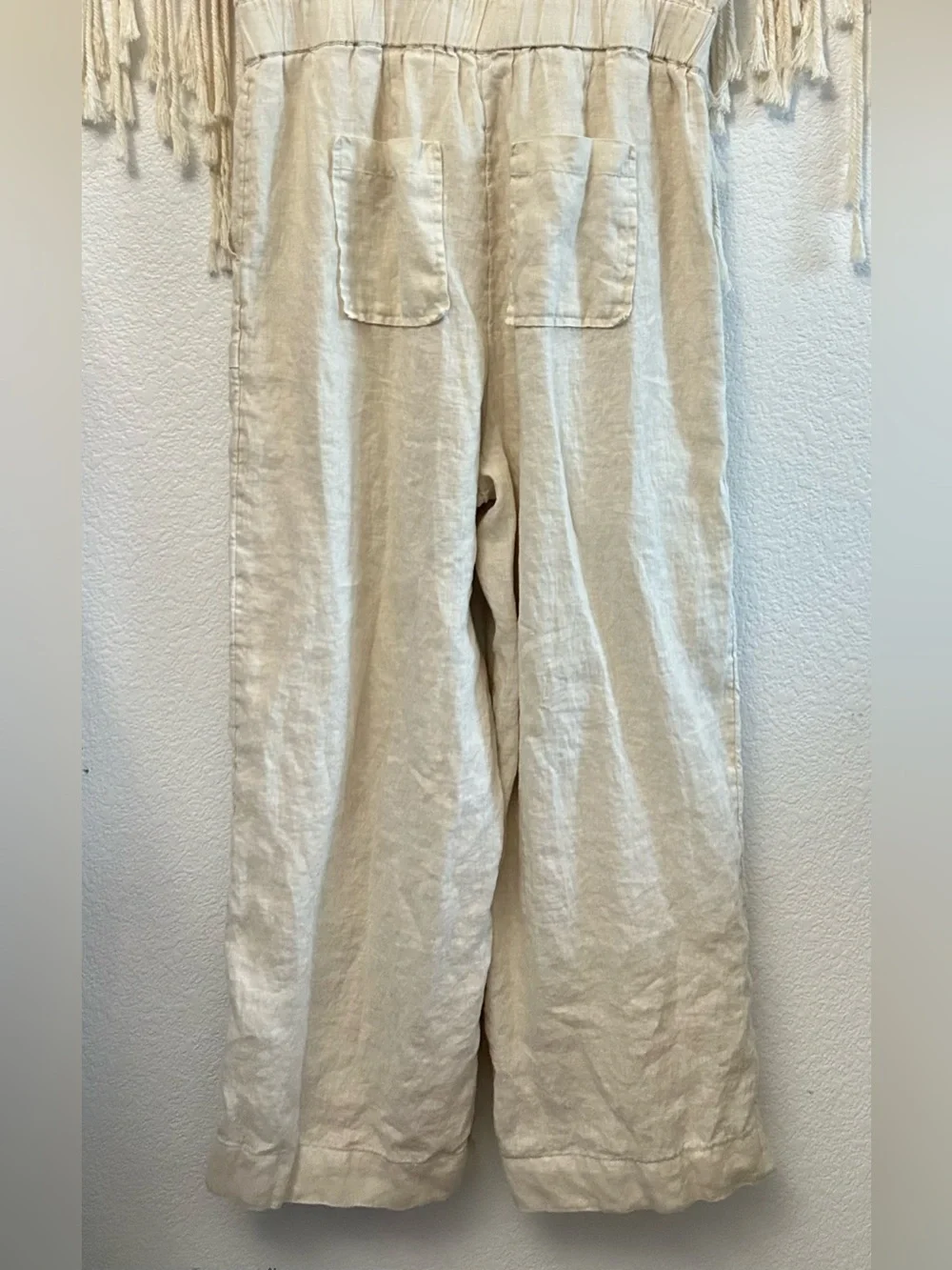 J.Crew 100% Linen Utility Jumpsuit Ivory Wide Leg Collared Short Sleeve